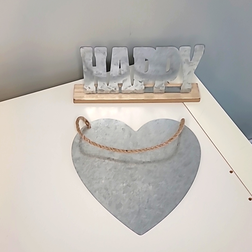 Metal Rope Decor Sign With Happy and Wall Hanger or Candle Holder